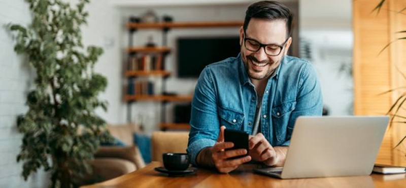A man checking his phone