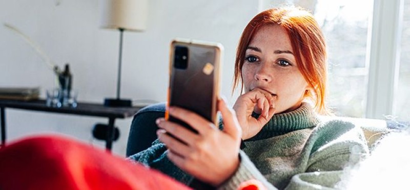 A woman checking her phone