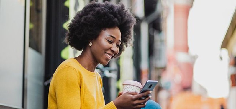 A woman checking her phone
