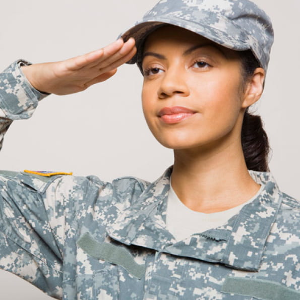 Female soldier saluting