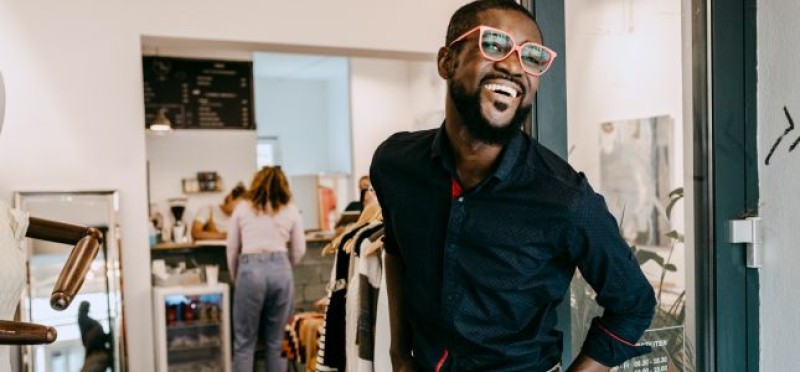A smiling man in the store