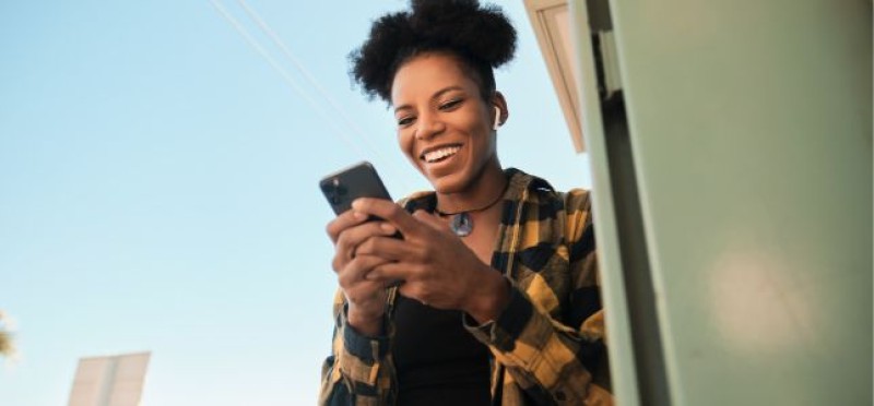 A woman checking her phone