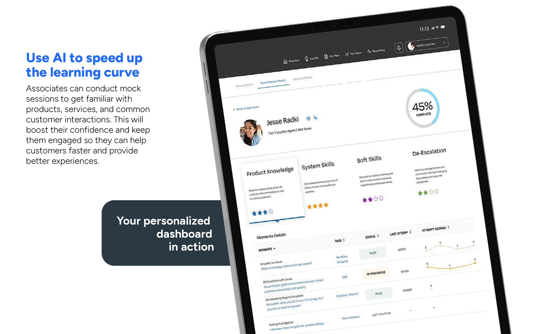 learning services dashboard