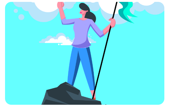 Woman at the peak of a mountain