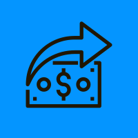 Dollar bill with an arrow pointing to up and right