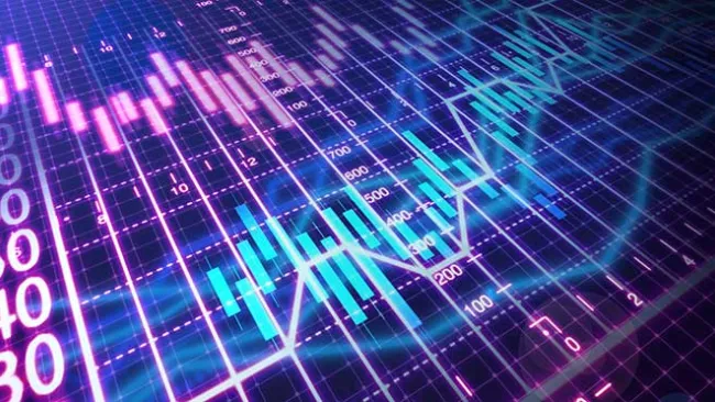 Lines and bars going up and down on a number graph