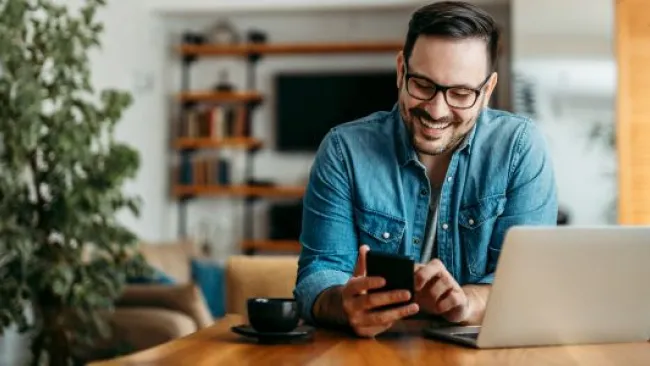 A man checking his phone
