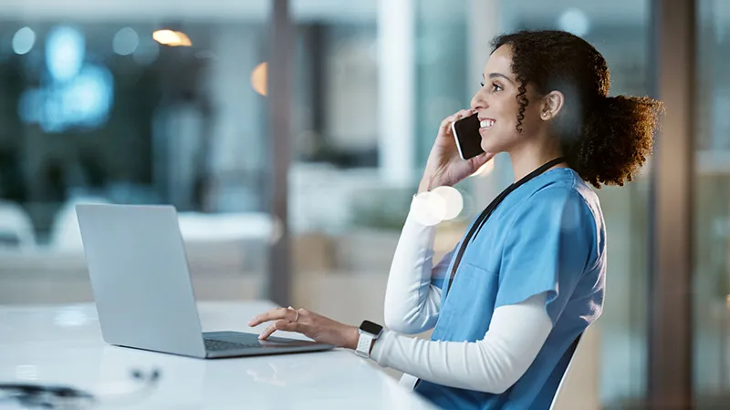 A healthcare professional on the phone