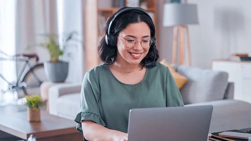 A woman working from home 