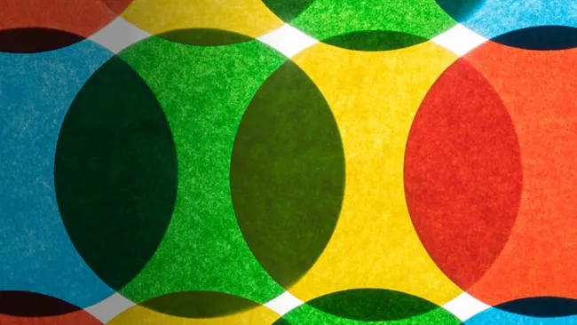 Pattern of circles in a rainbow of colors