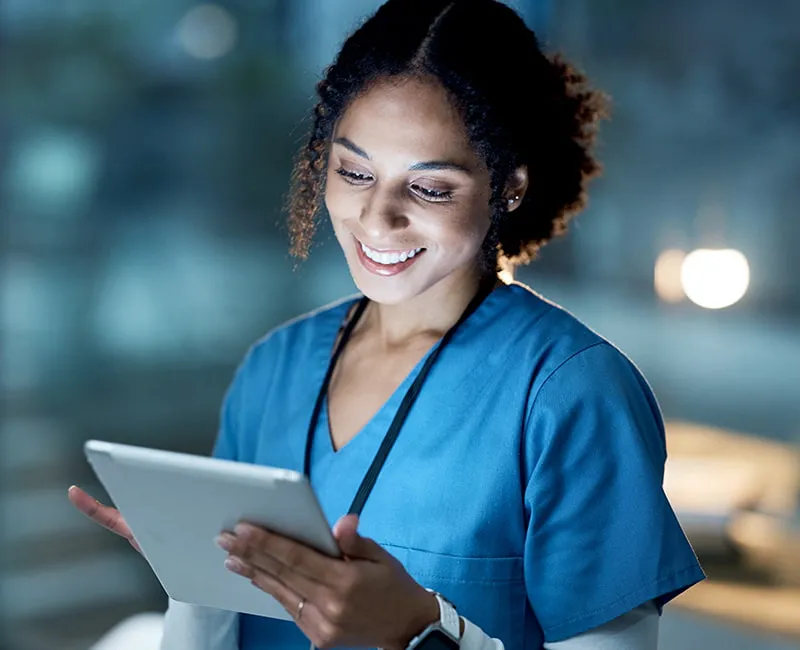 Nurse looking at a chart