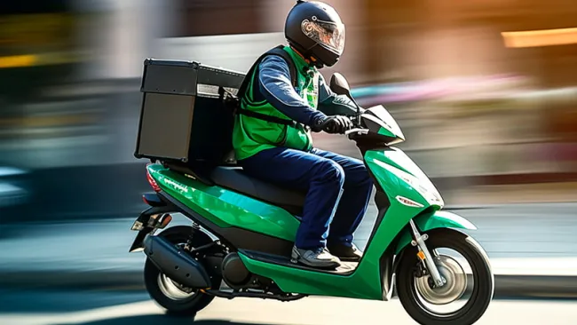 Delivery driver on a motorcycle