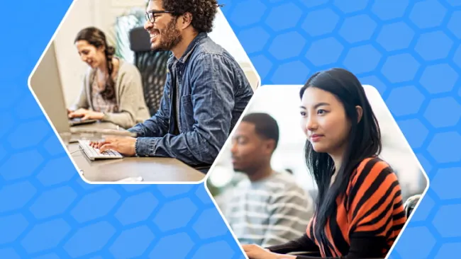 Collage of two people working