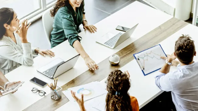 Team working in a meeting room
