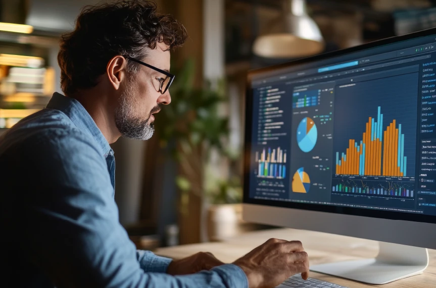 Man working on a report