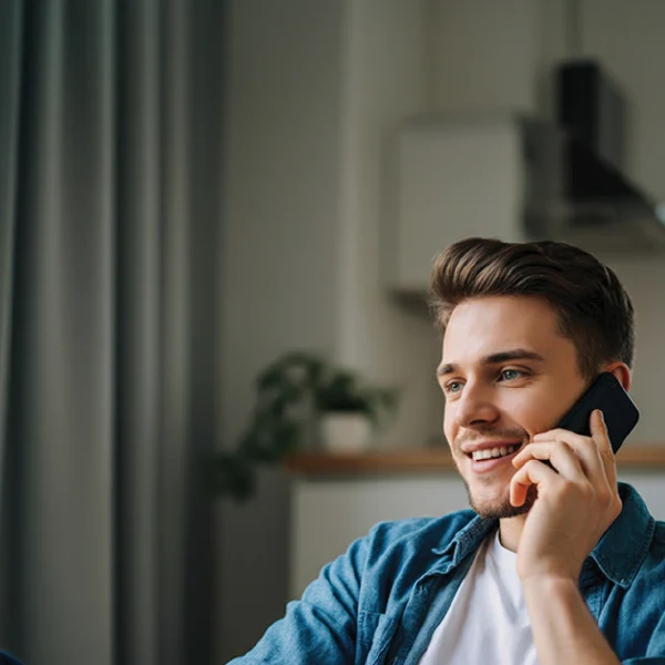 Young man talking on a phone