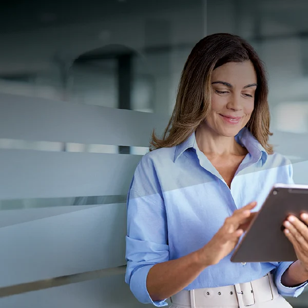 Woman working on a tablet