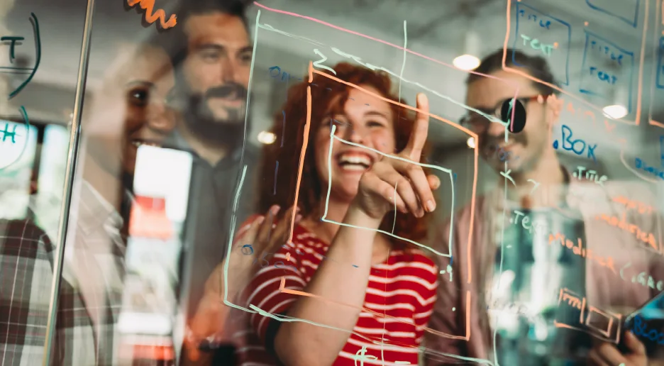 Team collaborating in a conference room