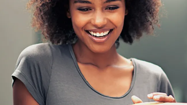 A lady receiving a package
