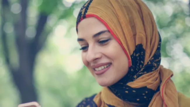 A woman checking her phone