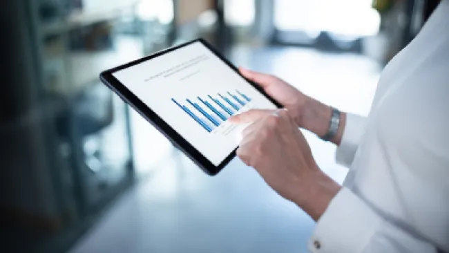 A tablet showing a graph