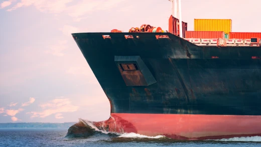 A large container ship in the ocean