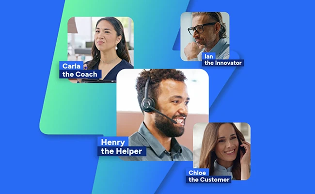 Carla, the coach. Ian, the innovator. Henry, the helper. Chloe, the customer.