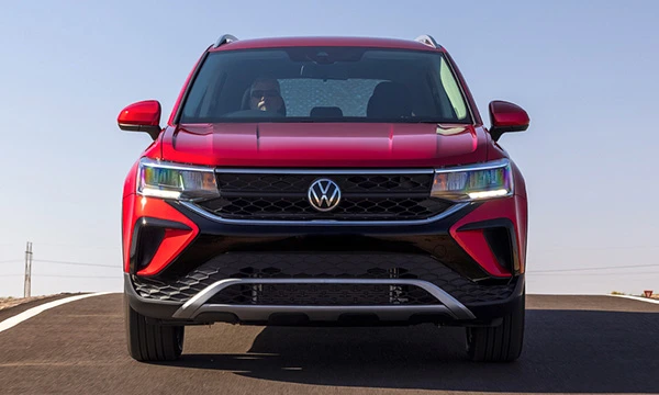 A red Volkswagen SUV