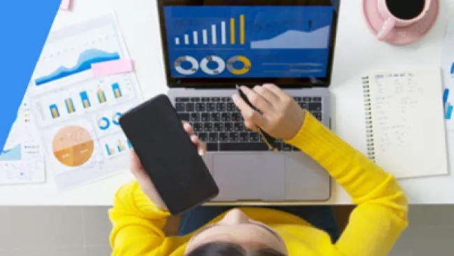 Woman working on her laptop