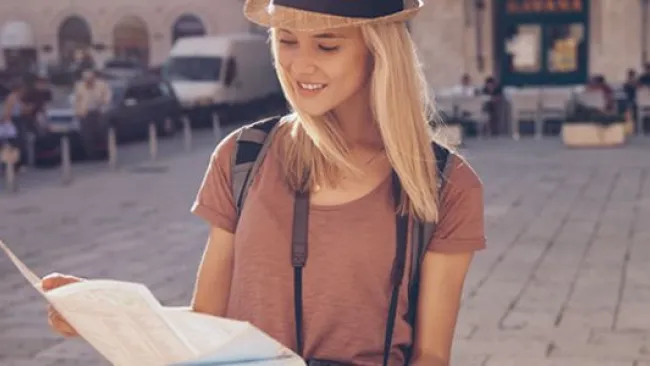 Tourist looking at a map