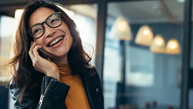 A woman on her phone